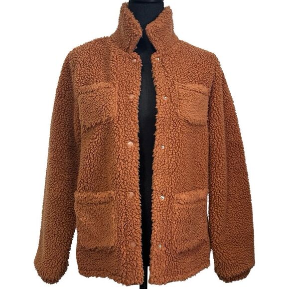 J. Crew Crewcuts Girls' Brown shirt-jacket in sherpa, SZ XL (12-14) - Picture 2 of 9